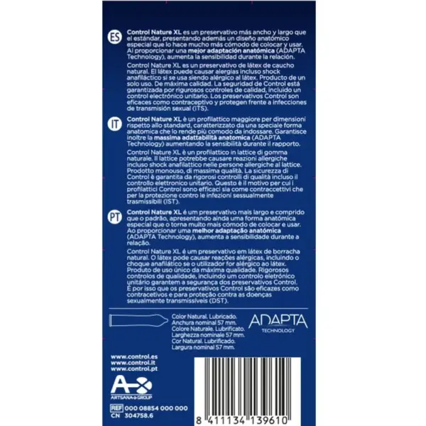CONTROL - Preservativos Adapta Nature XL con Lubricante 12 Unidades - Imagen 2