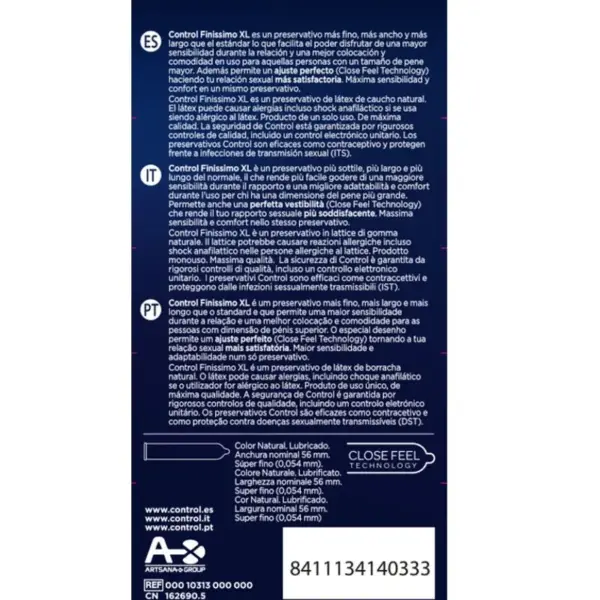 CONTROL - FINISSIMO XL PRESERVATIVOS 12 UNIDADES - Imagen 2