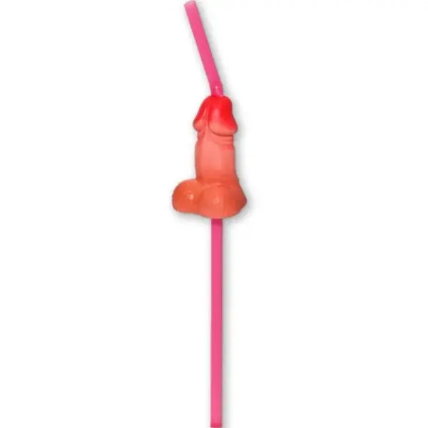 Diablo Picante - Bolsa 5 Pajitas Pene Grande Natural para Fiestas Divertidas
