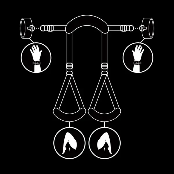Fetish Submissive - Set de ataduras para la posición piernas abiertas con esposas de neopreno - Imagen 10