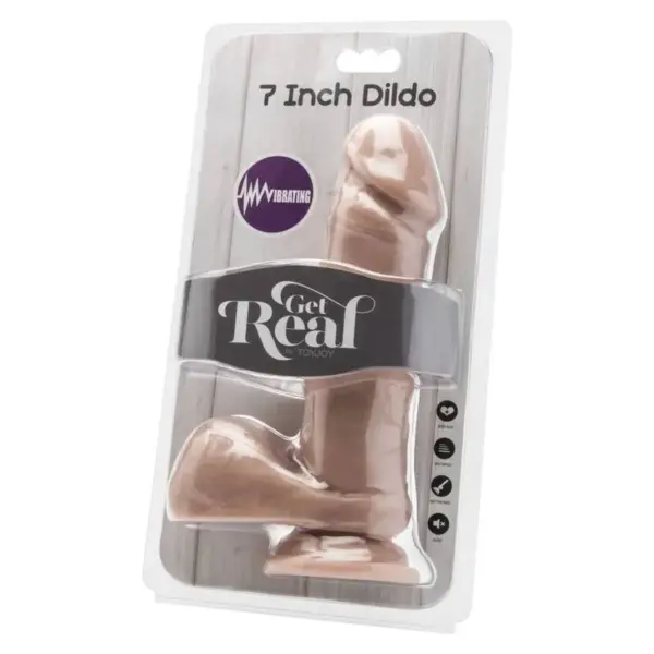 Get Real - Dildo 18 cm con testículos y vibrador natural - Imagen 2
