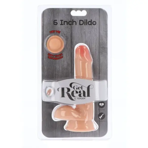 Get Real - Dildo de doble densidad de 17 cm con testículos naturales - Imagen 2