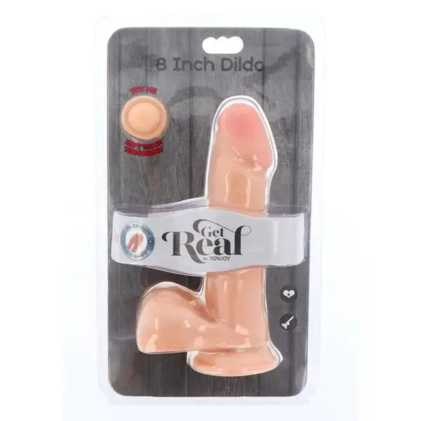 GET REAL - DUAL DENSITY DILDO 18 CM CON TESTÍCULOS NATURAL - Imagen 3