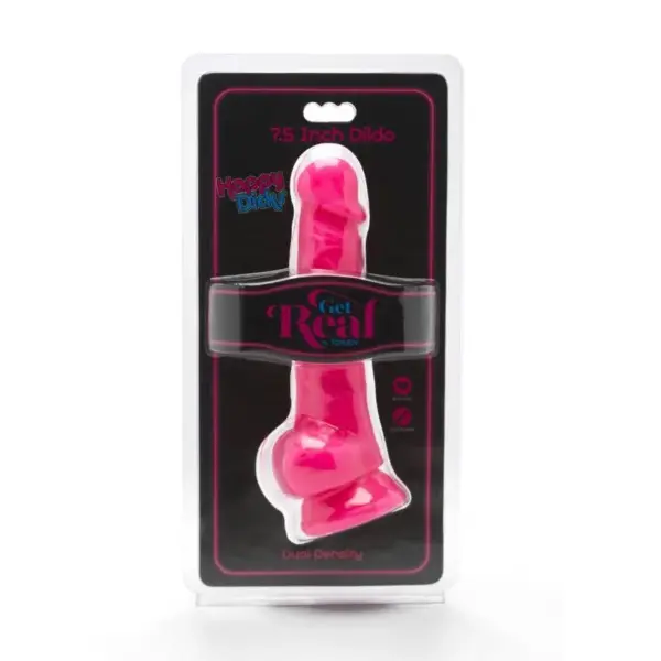 Get Real - Happy Dicks 19 cm con testículos rosa - Placer Realista - Imagen 2