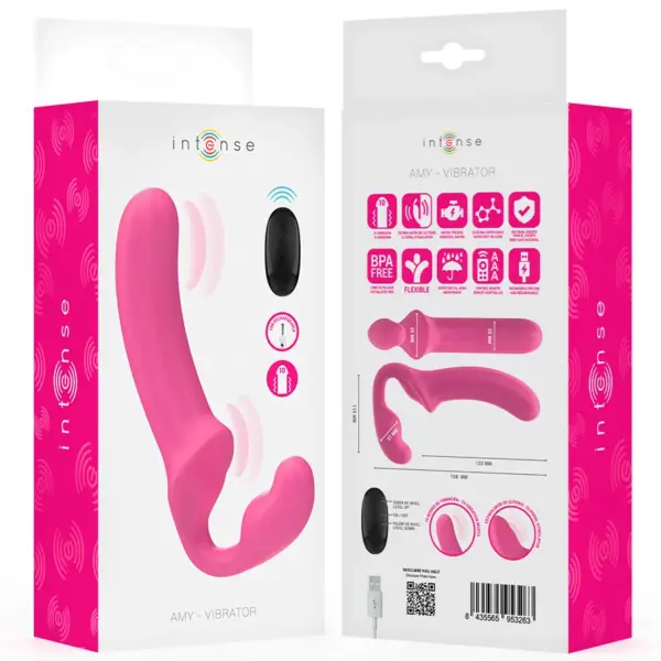 INTENSE - Vibrador Doble Amy 20 cm Rosa con Control Remoto - Imagen 8