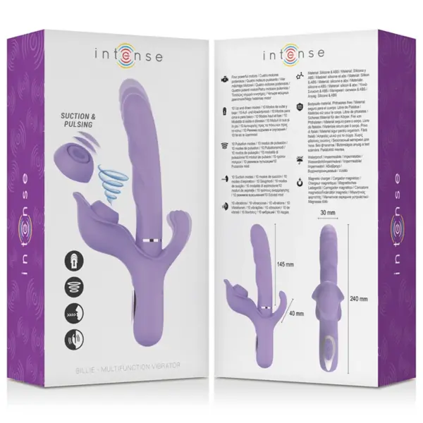 INTENSE - Vibrador multifunción recargable con ondas estimuladoras morado - Imagen 5