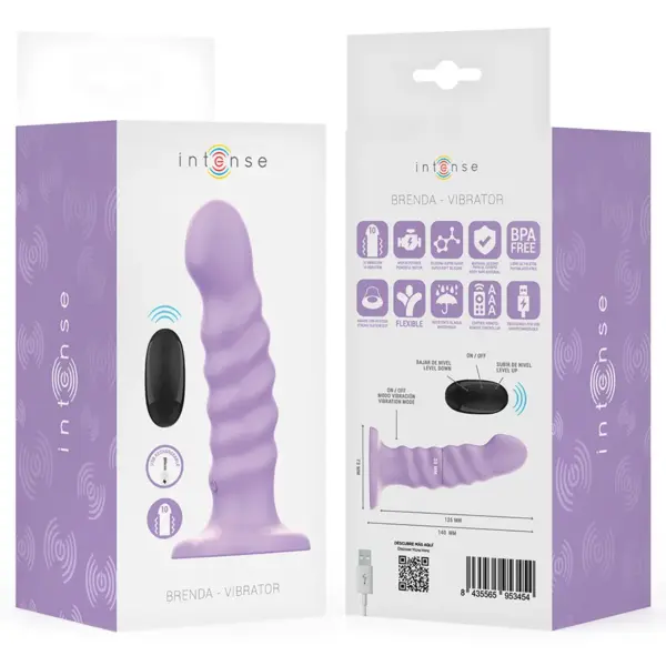 INTENSE - Vibrador Brenda Talla M Diseño en Espiral Morado con Control Remoto - Imagen 8