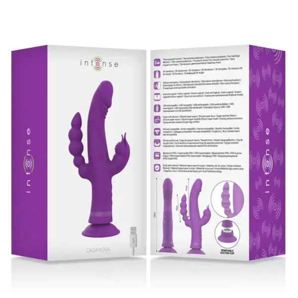 INTENSE - Vibrador Rabbit con triple motor morado - Imagen 6