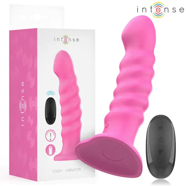 INTENSE - Vibrador CINDY Talla L Diseño en Espiral 10 Vibraciones Rosa Control Remoto