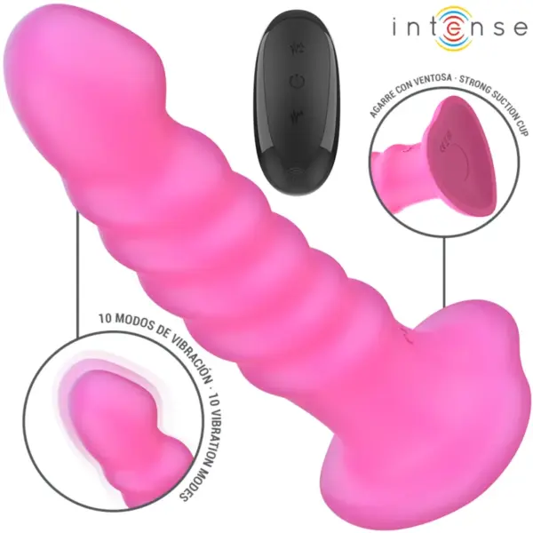 INTENSE - Vibrador CINDY Talla L Diseño en Espiral 10 Vibraciones Rosa Control Remoto - Imagen 2