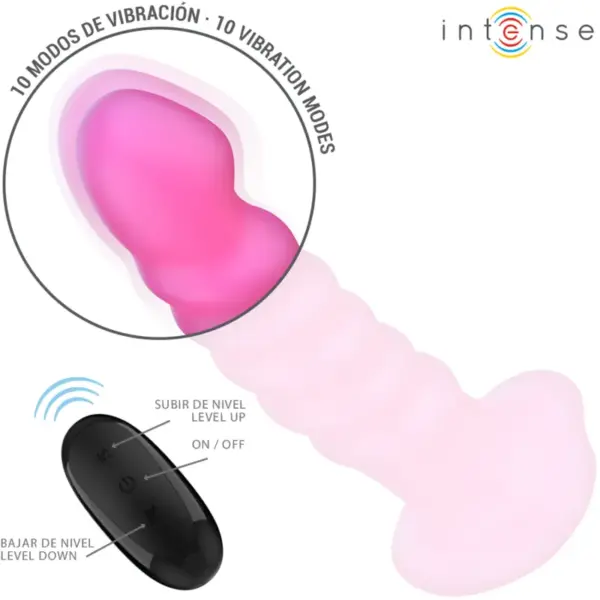 INTENSE - Vibrador CINDY Talla L Diseño en Espiral 10 Vibraciones Rosa Control Remoto - Imagen 4