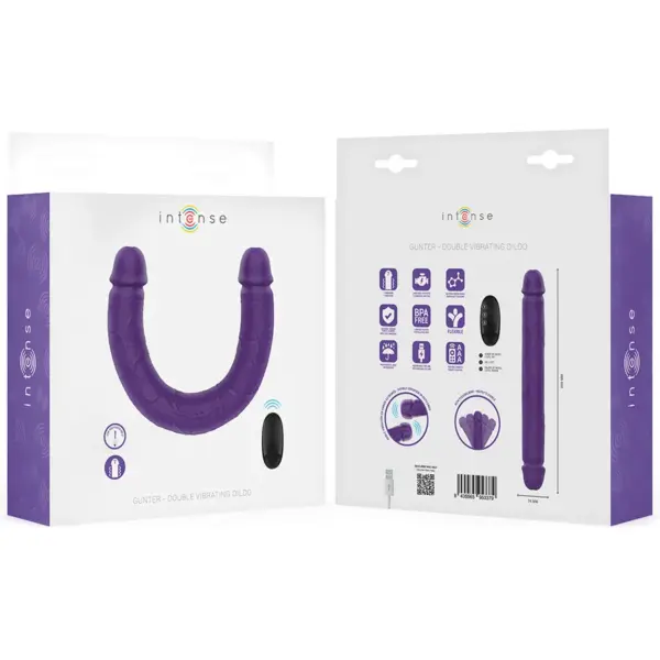 INTENSE - Gunter Dildo Doble Vibrador 40 cm Morado Control Remoto - Imagen 7