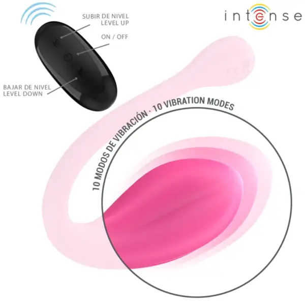 INTENSE - Vibrador U doble estimulación 10 vibraciones rosa control remoto - Imagen 4