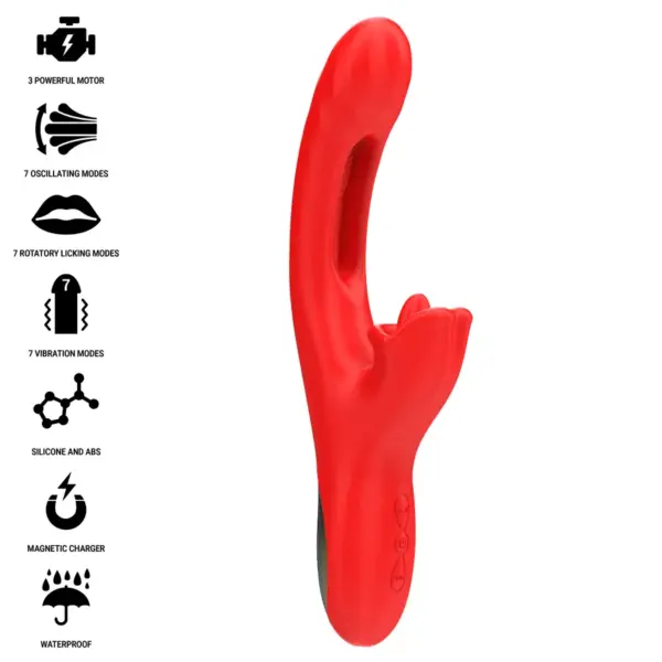 INTENSE - Vibrador multifunción Jessica 24.8 cm rojo para estimulación clitorial - Imagen 2