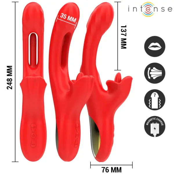 INTENSE - Vibrador multifunción Jessica 24.8 cm rojo para estimulación clitorial - Imagen 3