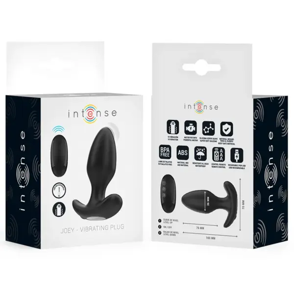 Intense - Joey Plug Anal 10 Vibraciones Negro Control Remoto - Imagen 7