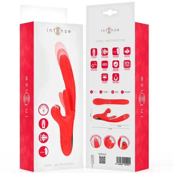INTENSE - Vibrador Multifunción KAROL con Estimulación y Ondas Estimuladoras Rojas - Imagen 8