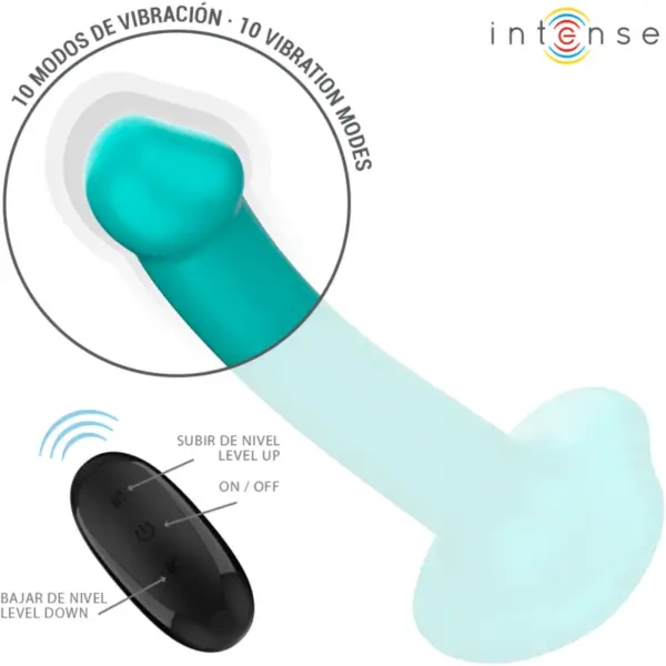 INTENSE - Vibrador KATIE con Ventosa y Control Remoto Azul Oscuro - Imagen 4