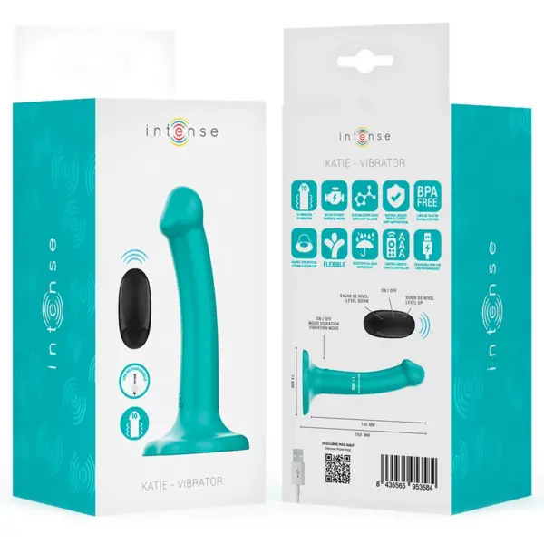 INTENSE - Vibrador KATIE con Ventosa y Control Remoto Azul Oscuro - Imagen 8