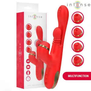 INTENSE - Katy Estimulador Clítoris Multifunción 4 Cabezares Intercambiables Rojo