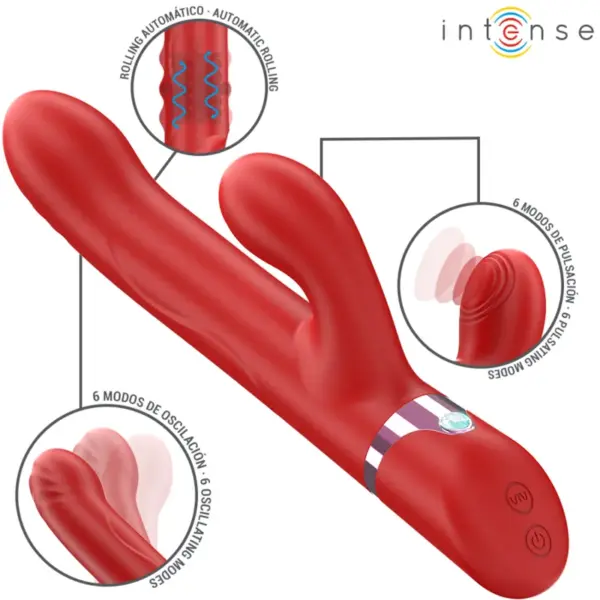 LELE - Vibrador Multifunción Rotatorio y Oscilante Rojo - Imagen 2