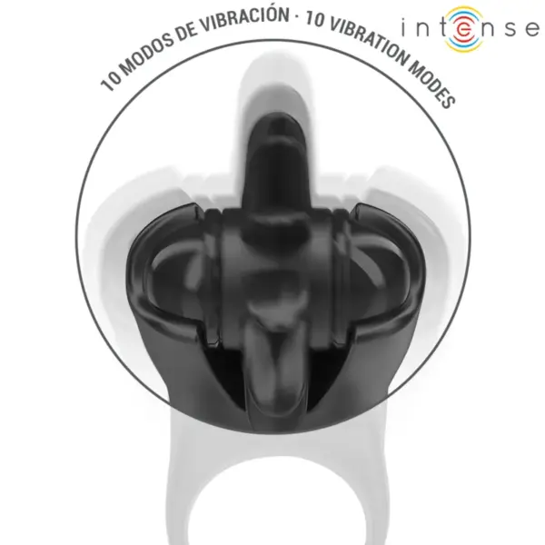 MABEL - Anillo vibrador negro con estimulador de clítoris y 10 vibraciones - Imagen 2