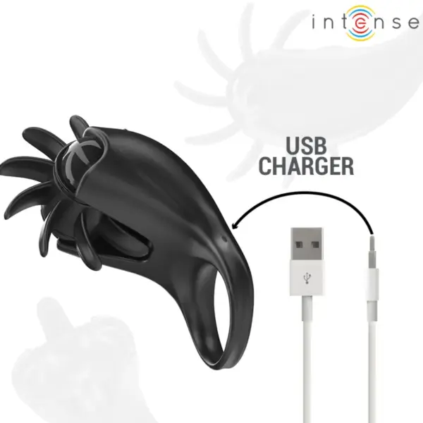 MABEL - Anillo vibrador negro con estimulador de clítoris y 10 vibraciones - Imagen 6