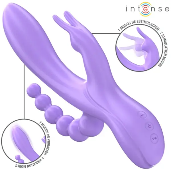 MIKO - Vibrador triple rabbit & estimulador anal morado - Imagen 2