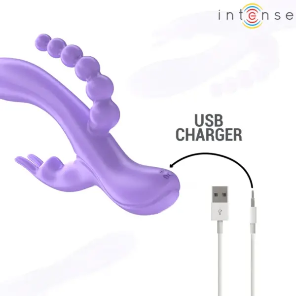MIKO - Vibrador triple rabbit & estimulador anal morado - Imagen 7