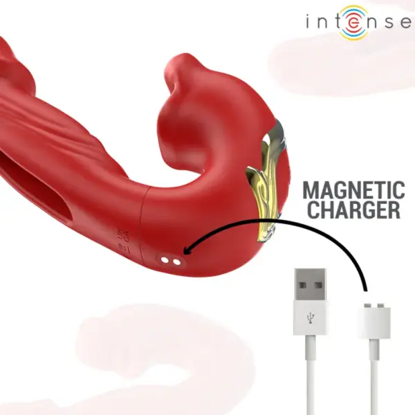 INTENSE - Nathy vibrador doble con boca estimuladora multifunción rojo - Imagen 7