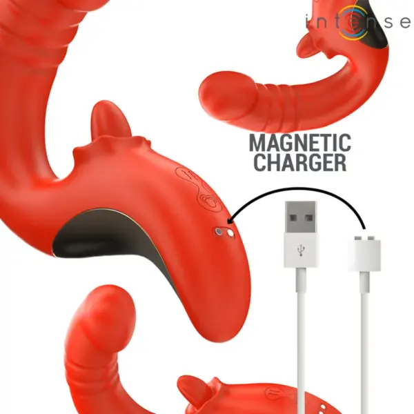 INTENSE - Vibrador y Estimulador en Forma de U Rojo Paulina - Imagen 8