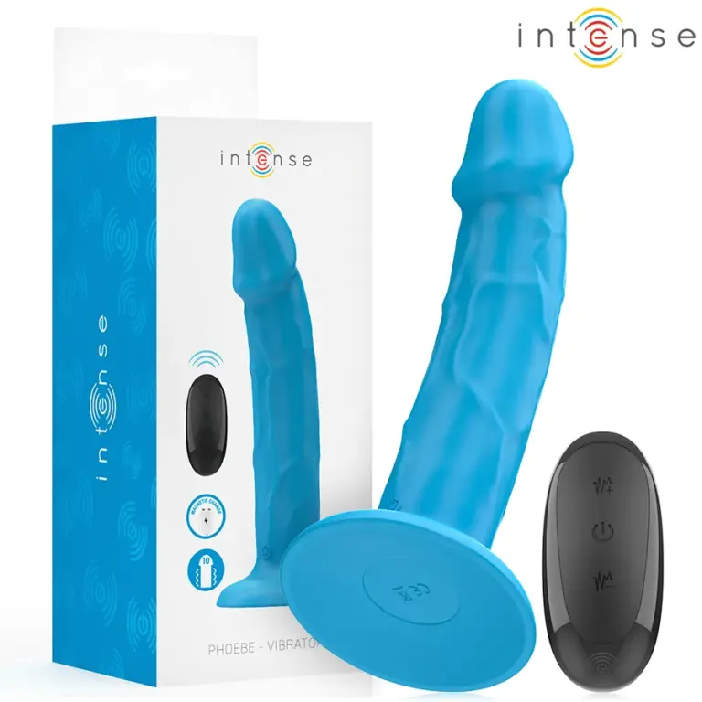 INTENSE - Vibrador Realístico PHOEBE Azul con Control Remoto y 10 Vibraciones