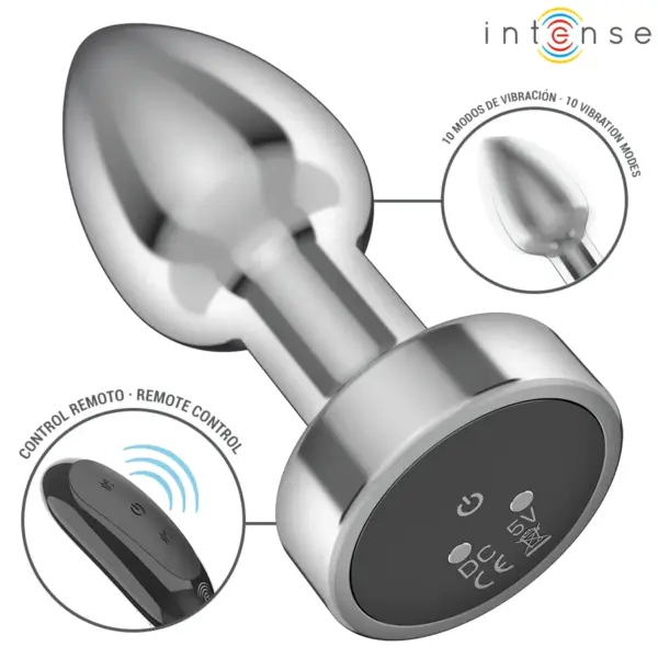 INTENSE - Plug Anal 10 Vibraciones Metal con Control Remoto S - Imagen 3