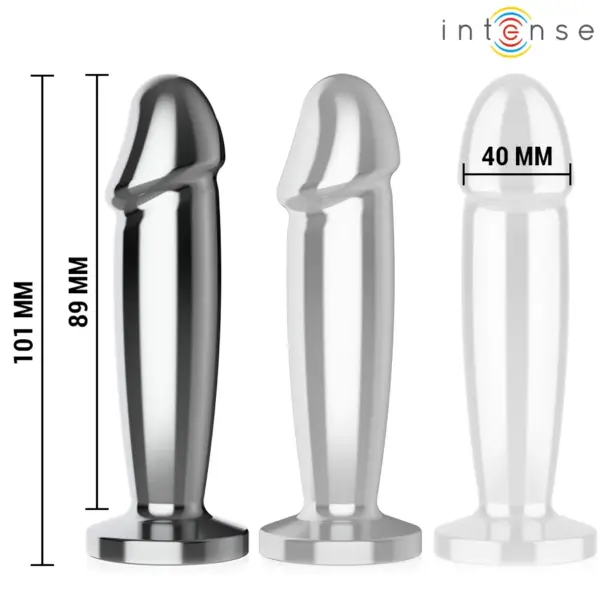 INTENSE - Plug Anal 10 Vibraciones Metal en Forma de Dildo con Control Remoto M - Imagen 5