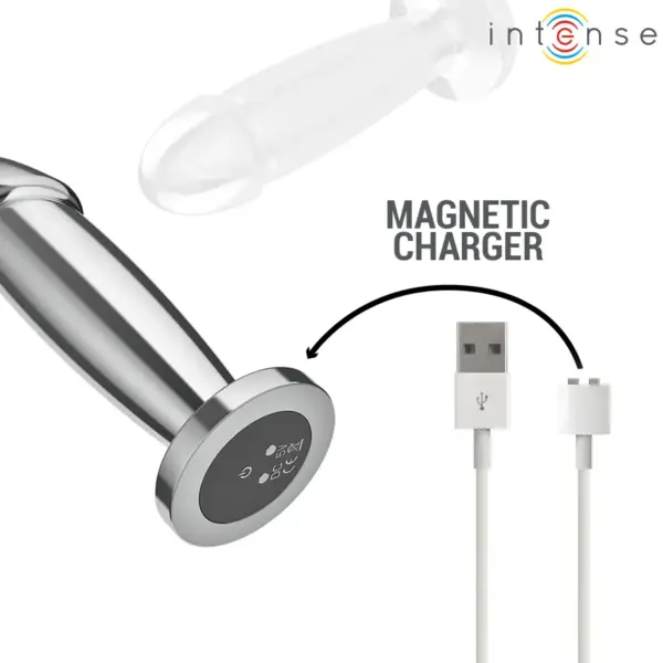 INTENSE - Plug Anal 10 Vibraciones Metal en Forma de Dildo con Control Remoto M - Imagen 7