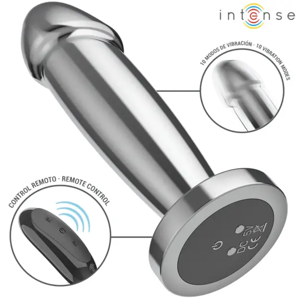 INTENSE - Plug anal vibrador metálico con control remoto y 10 vibraciones - Imagen 3