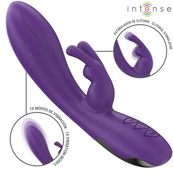 INTENSE - Vibrador Rabbit con 10 Vibraciones Morado - Imagen 2
