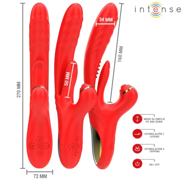 INTENSE - Vibrador multifunción 3 en 1 Rosalia rojo - Imagen 3