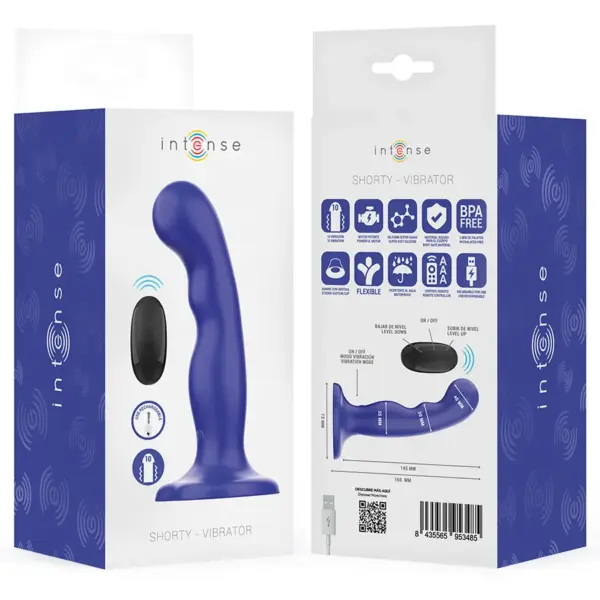 INTENSE - Shorty Vibrador con Ventosa Azul Control Remoto - Imagen 8
