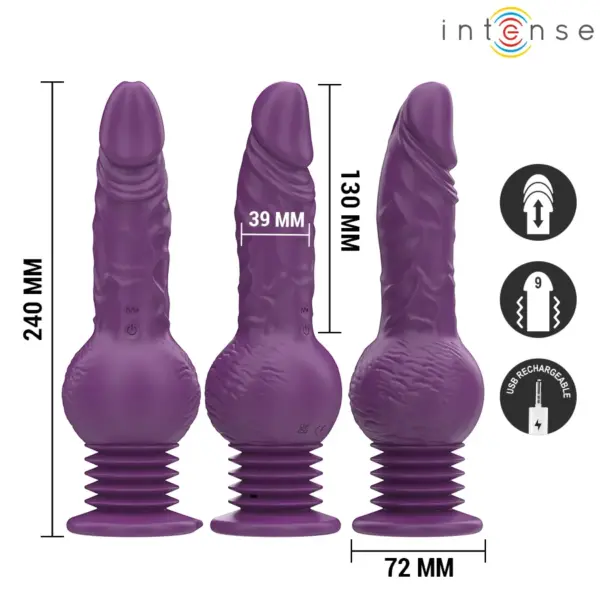 INTENSE - Vibrador multifunción Tatum con vibración Up and Down 24 cm morado - Imagen 3