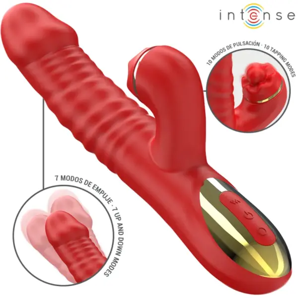 INTENSE - Vibrador multifuncional Thalia con estimulación en rojo - Imagen 2