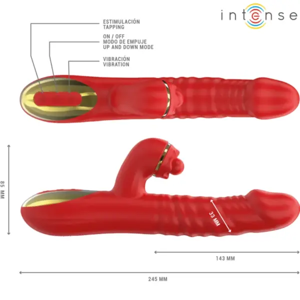 INTENSE - Vibrador multifuncional Thalia con estimulación en rojo - Imagen 3