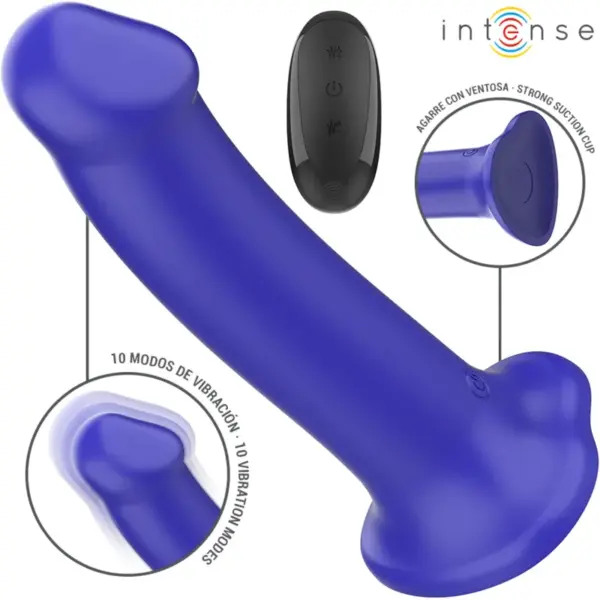 INTENSE - Vibrador Victoria con Ventosa y Control Remoto Azul Oscuro - Imagen 2