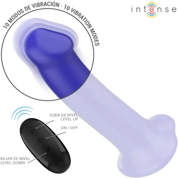 INTENSE - Vibrador Victoria con Ventosa y Control Remoto Azul Oscuro - Imagen 4