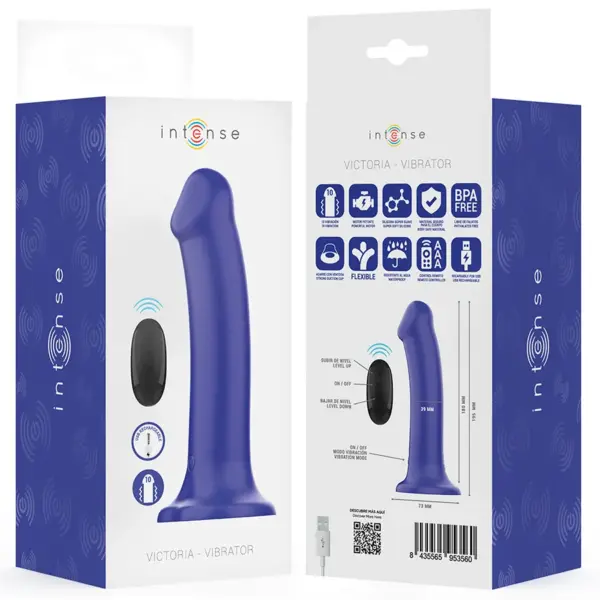 INTENSE - Vibrador Victoria con Ventosa y Control Remoto Azul Oscuro - Imagen 8