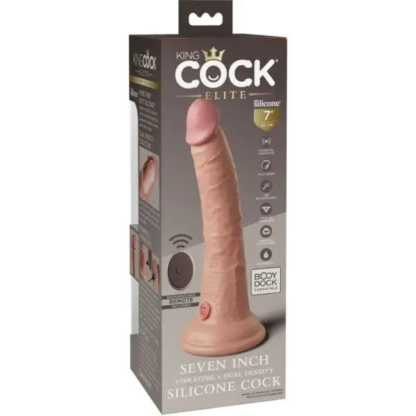 KING COCK - Élite Dildo Realístico Vibrador Control Remoto de 17.8 cm - Imagen 5
