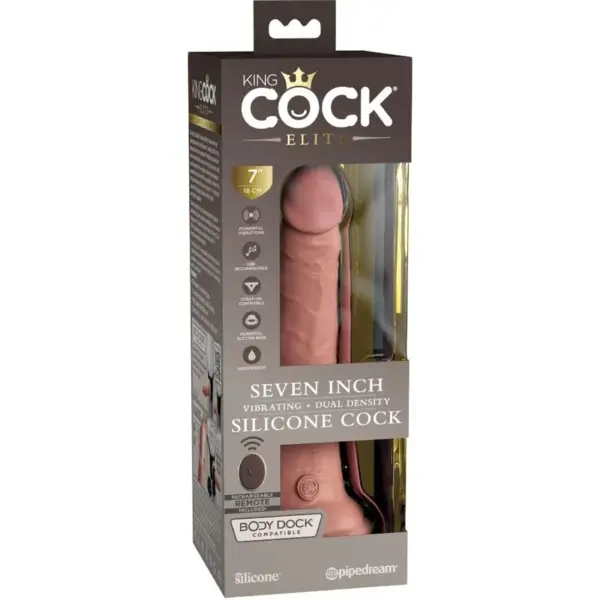 KING COCK - Élite Dildo Realístico Vibrador Control Remoto de 17.8 cm - Imagen 6