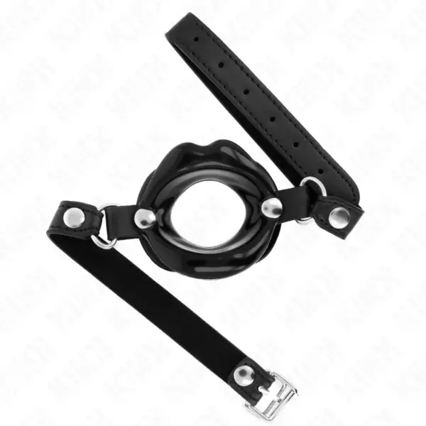 KINK - Mordaza Labial 8 cm con Correa de Polipiel Negra