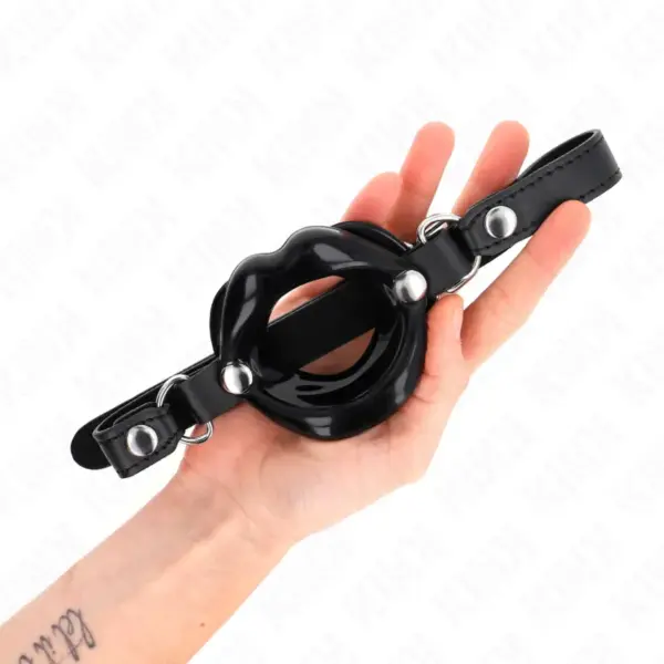 KINK - Mordaza Labial 8 cm con Correa de Polipiel Negra - Imagen 2
