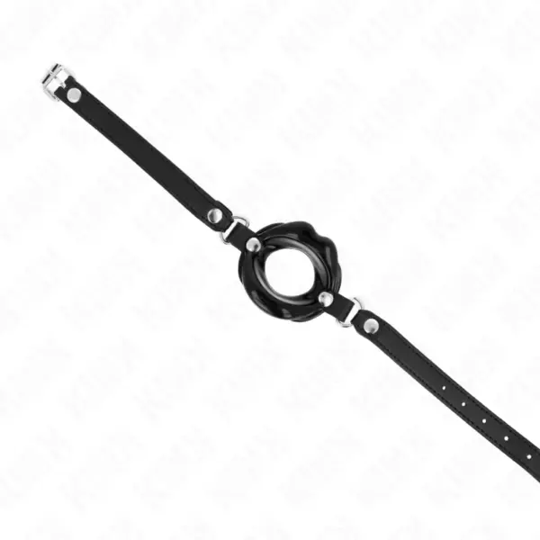 KINK - Mordaza Labial 8 cm con Correa de Polipiel Negra - Imagen 3